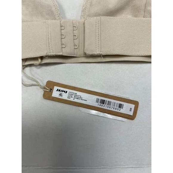 SKIMS Cotton Rib Plunge Bralette Oatmeal Heather Size Medium NWT - Picture 7 of 8